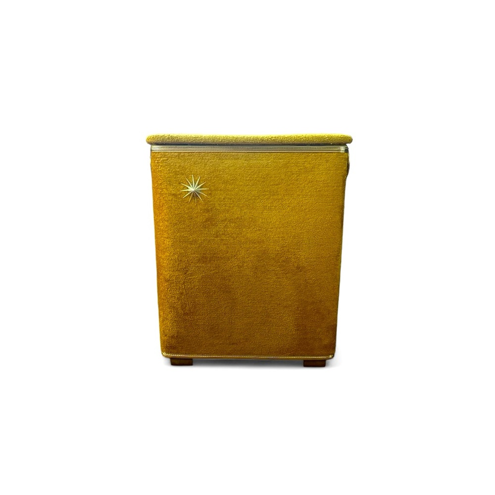 Vintage 1960s Yellow/Gold Laundry Hamper - Near Perfect Condit…